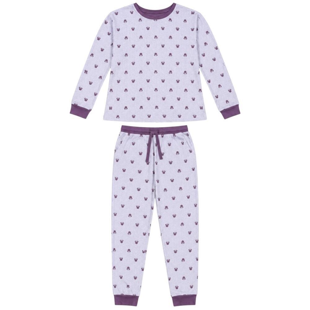 Disney Minnie Mouse Cozy Pajama Set, Purple Brushed Knit, Women's Large - Picture 2 of 6